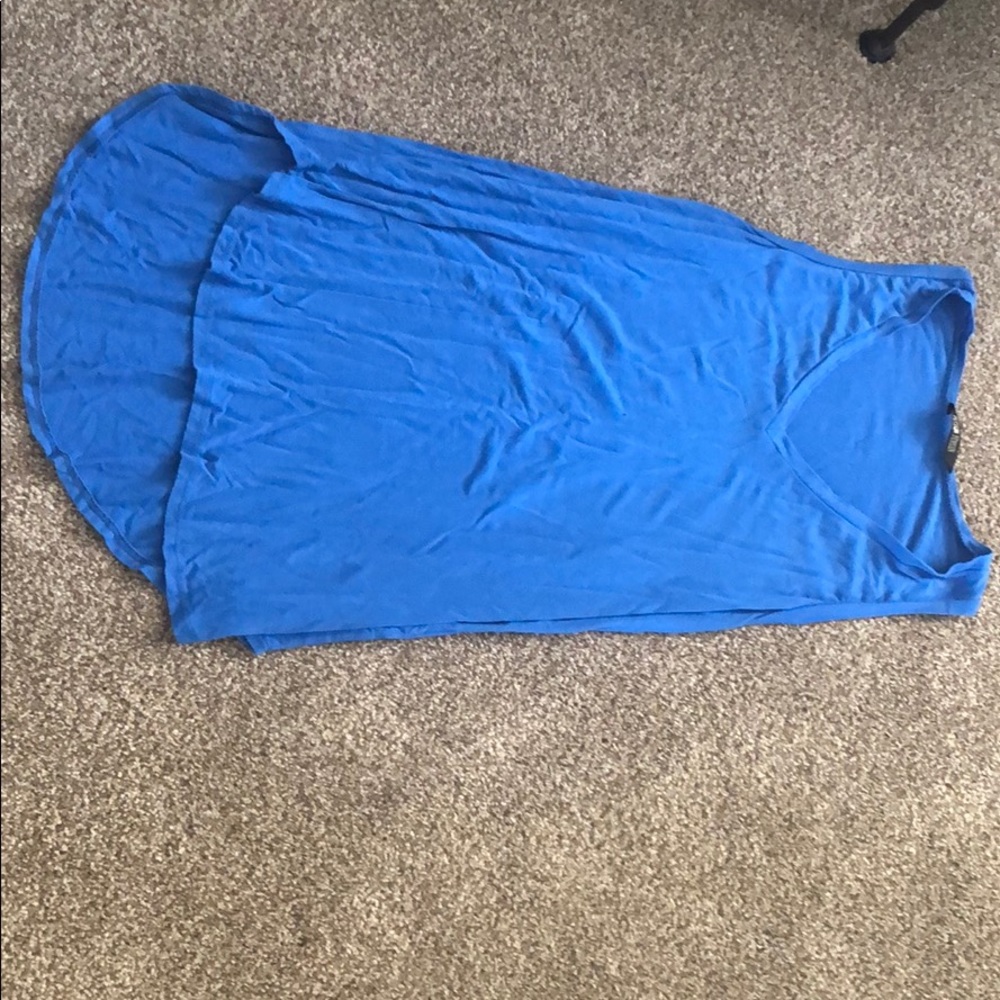 Blue flared tank top.